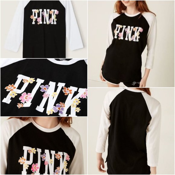 VICTORIA'S SECRET 'PINK' WILD PETAL LOGO RAGLAN TEE - Picture 11 of 16